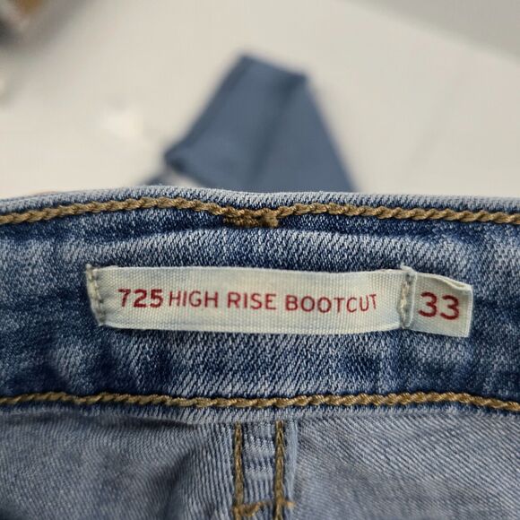 Levi's 725 high rise bootcut jeans blue denim 33 light wash‎ womens 4640 - Picture 10 of 13